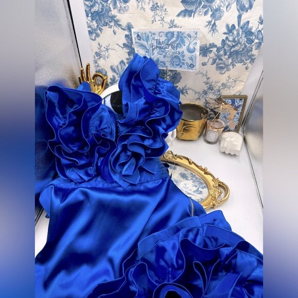 🆕 BRONX & BANCO 🧿 NWOT Aurora Cobalt Blue Gown, Sz L / US 8 - Picture 2 of 15